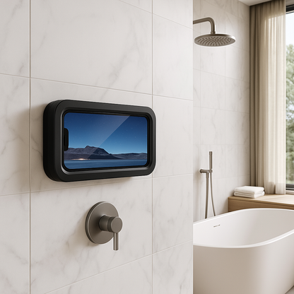 Waterproof Shower Phone Holder with 480° Rotation, Angle Adjustable, Wall Mounted Phone Holder for Bathroom Kitchen, up to 6.8I